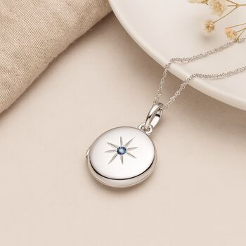 Personalised Sterling Silver September Birthstone Locket – Sapphire, 5 of 8