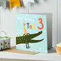 Personalised Crocodile Birthday Card With Age, thumbnail 2 of 3