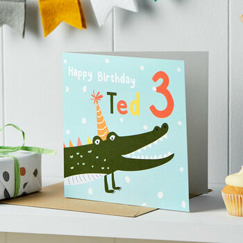 Personalised Crocodile Birthday Card With Age, 2 of 3