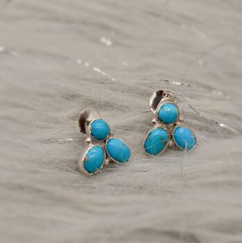Turquoise Silver Stud Earrings Set: December Birthstone, 2 of 4