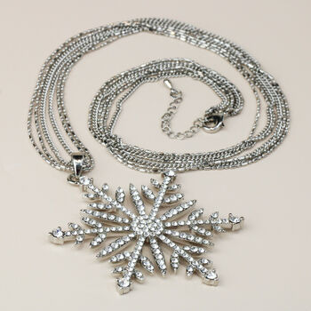 Sparkly Snowflake Pendant Necklace, 5 of 5