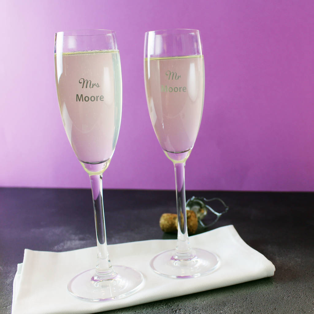 Personalised Wedding Champagne Flute Gift Set By 3 Blonde Bears