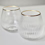 Pair Of Gold Rimmed Balloon Stemless Glasses, thumbnail 2 of 6