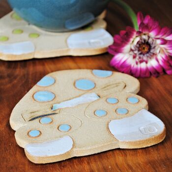 Handmade Ceramic Toadstool Mushroom Coasters, 2 of 7