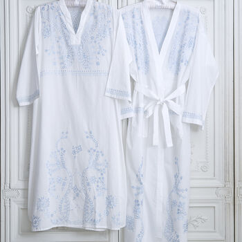 Women's Renaissance Styled White Cotton Dressing Gown, 2 of 2