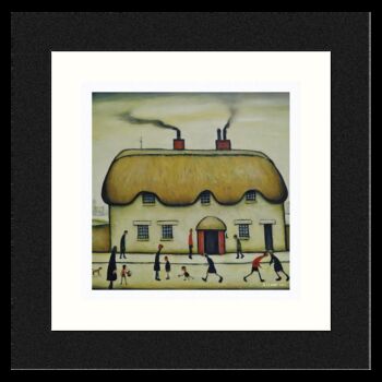 Framed 'Thatched Cottage' Print. Lowry Style, 2 of 4