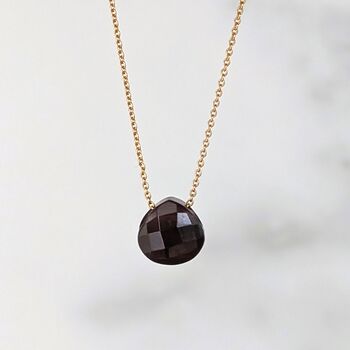 Garnet Teardrop January Birthstone Necklace, Gold, 2 of 5