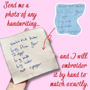 Second Anniversary Personalised Handwriting Embroidery Gift Ready To Frame, 2 of 7