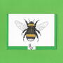 Hand Drawn Bumblebee Illustrated Blank Greeting Card, thumbnail 4 of 10