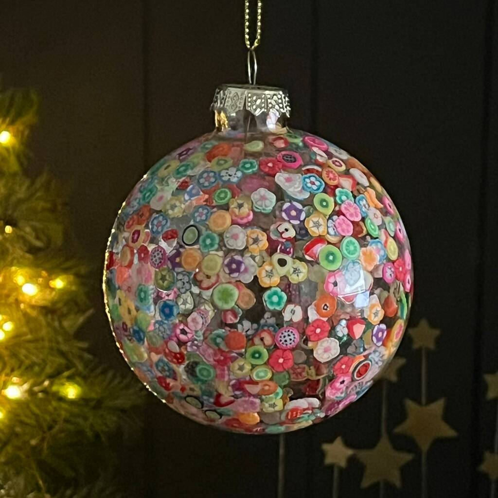 Millefiori Flower Dot Christmas Tree Bauble, 1 of 2