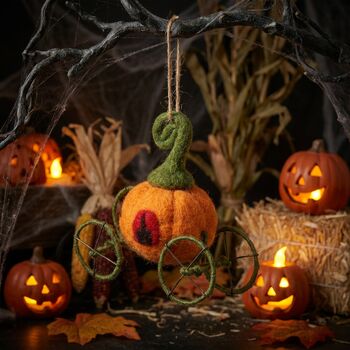 Handmade Felt Pumpkin Carriage, 5 of 5