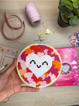 Happy Heart Cross Stitch Kit, 2 of 7