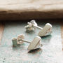 Silver Heart Handmade Small Stud Earrings, thumbnail 3 of 10