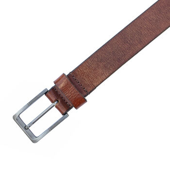 Thick Tan Men's Leather Belt Distressed Finish Width '1.35 inches', 2 of 7