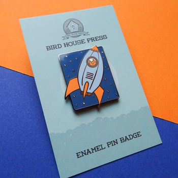 Rocket Cat Cat Pin Badge Astronaut Cat Enamel Pin Badge, 2 of 2