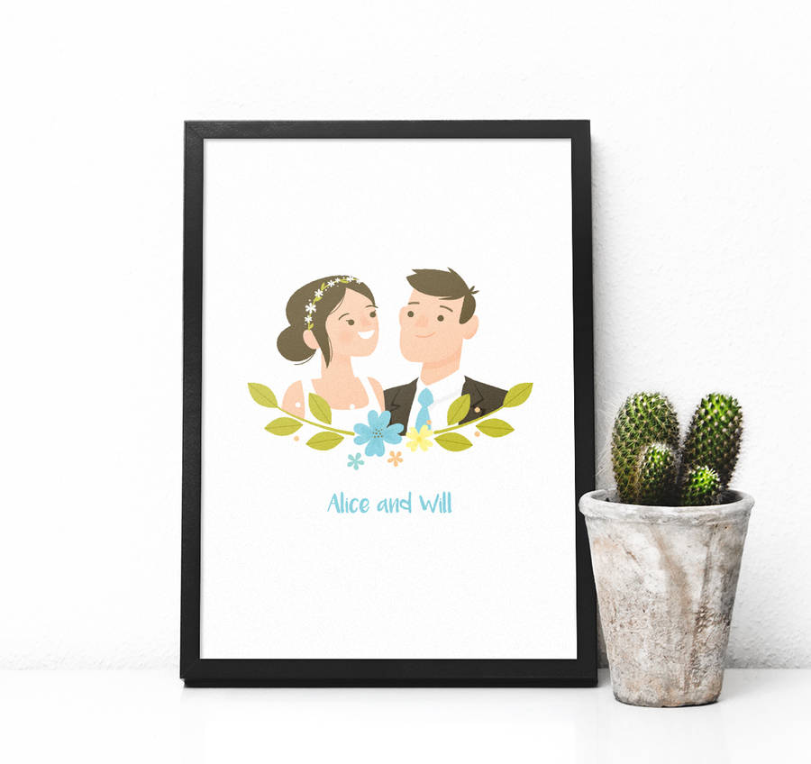 Personalised Illustrated Couple Portrait, 1 of 8