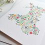 Floral Map Of Wales Greeting Card, thumbnail 3 of 3