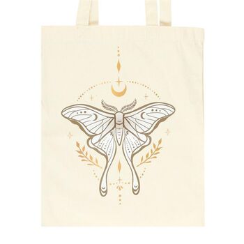 Light Luna Moth Polycotton Tote Bag, 3 of 4