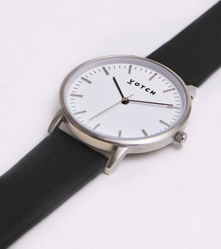 New Collection Silver Vegan Leather Watch, 5 of 12