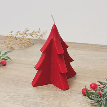 Festive Red Christmas Tree Candle Christmas Decoration, 5 of 7