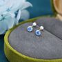 Tiny Aquamarine Blue Cz Barbell Earrings, thumbnail 4 of 9