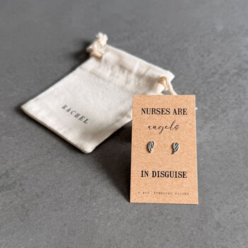 Nurses Are Angels Earrings – Sterling Silver Thank You Gift, 3 of 10