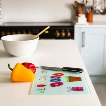 Personalised Child's Drawing Chopping Board For Dads, 4 of 8