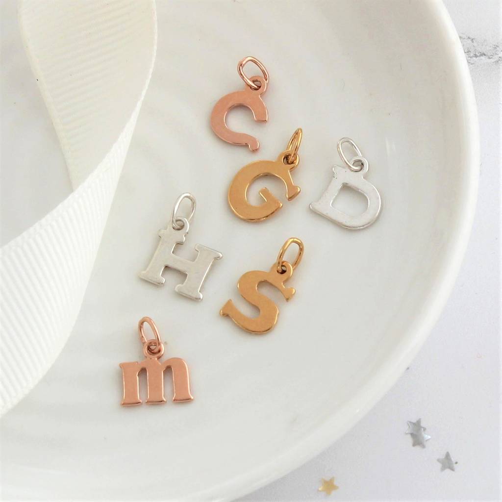 Sterling Silver, Rose Gold Or Gold Vermeil Letter Charm By Bish Bosh Becca