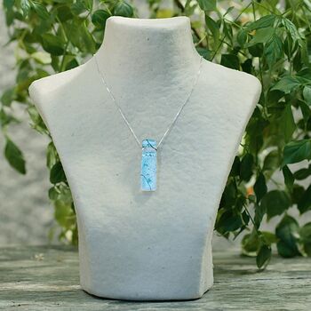 Silver Blue Sparkling Glass Sterling Silver Necklace, 7 of 11