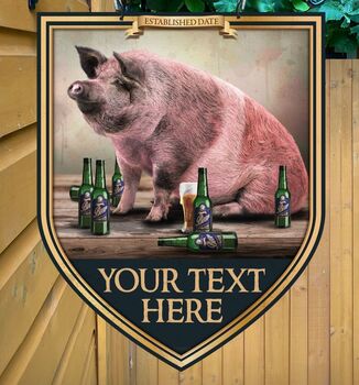 Pig And Bottle Personalised Pub Sign/Bar Sign/Man Cave, 3 of 8