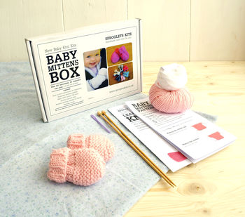 Luxury Pure Merino Baby Mittens Learn To Knit Kit, 5 of 7