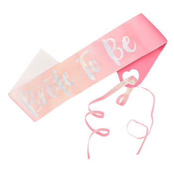 Pink And Iridescent Foiled Bride To Be Hen Party Sash, 2 of 3