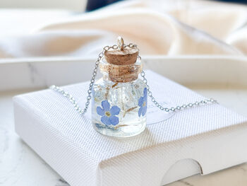 Cremation Ashes Bottle Necklace With Forget Me Nots, 2 of 8