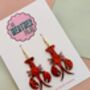 Small Red Glitter Lobster Earrings / You're My Lobster Gift / Romantic Earrings / Valentines Gift, thumbnail 5 of 6