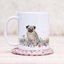 Pug Floral Wrap Mug, thumbnail 1 of 2