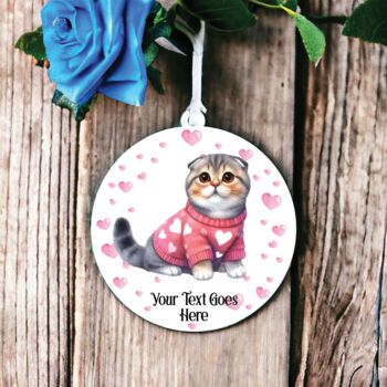Personalised Scottish Fold Cat Love Decoration, 2 of 2