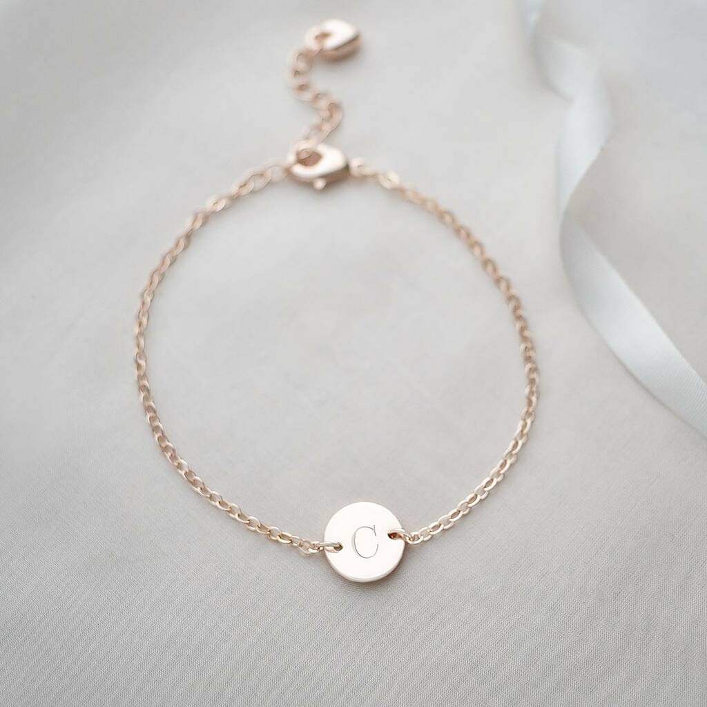 Personalised Initial Disc Bracelet By Bloom Boutique ...
