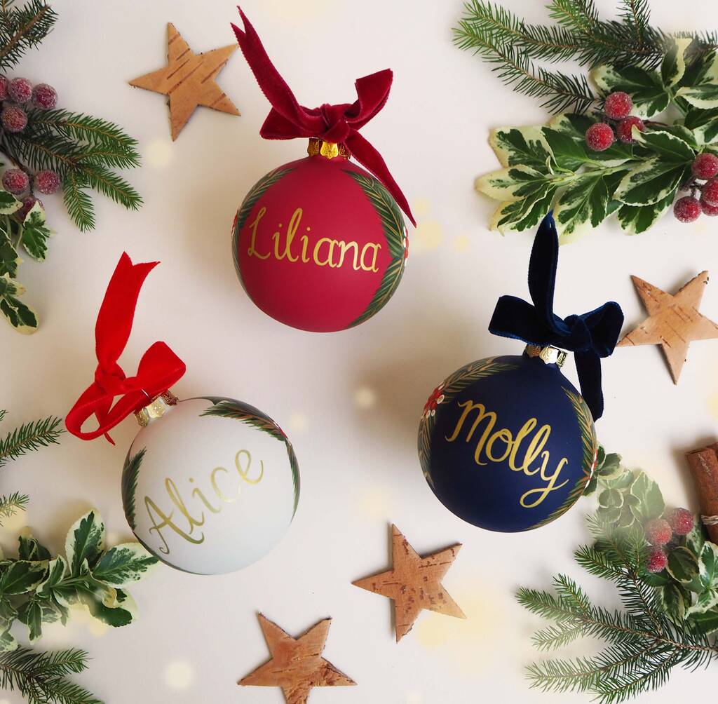 Large Hand Painted Personalised Ceramic Bauble, 1 of 8