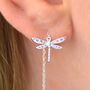 Sterling Silver Cz Dragonfly Threader Earrings, thumbnail 6 of 9