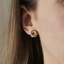 Mixed 9ct Gold Russian Ring Stud Earrings, thumbnail 3 of 6