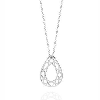 Sterling Silver Small Pear Diamond Pendant, 2 of 6