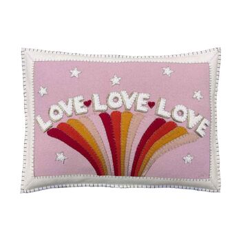 Multi Love Appliqué Cushion In Luxury Felt Wool, 2 of 4