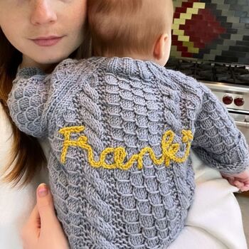 Personalised Cable Knit Embroidered Children's Cardigan, 5 of 12