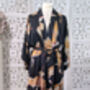 Ladies Luxury Black Bamboo Silk Kimono Robe Crane Bird Noir, thumbnail 4 of 10