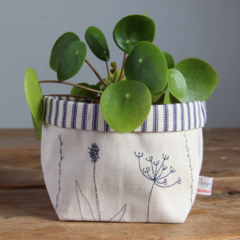Wild Flowers Embroidered Storage Pot