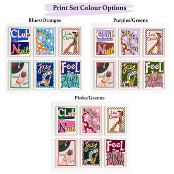 Set Of Six Music Wall Art Prints – Retro Music Posters In Three Colour Options, 4 of 12