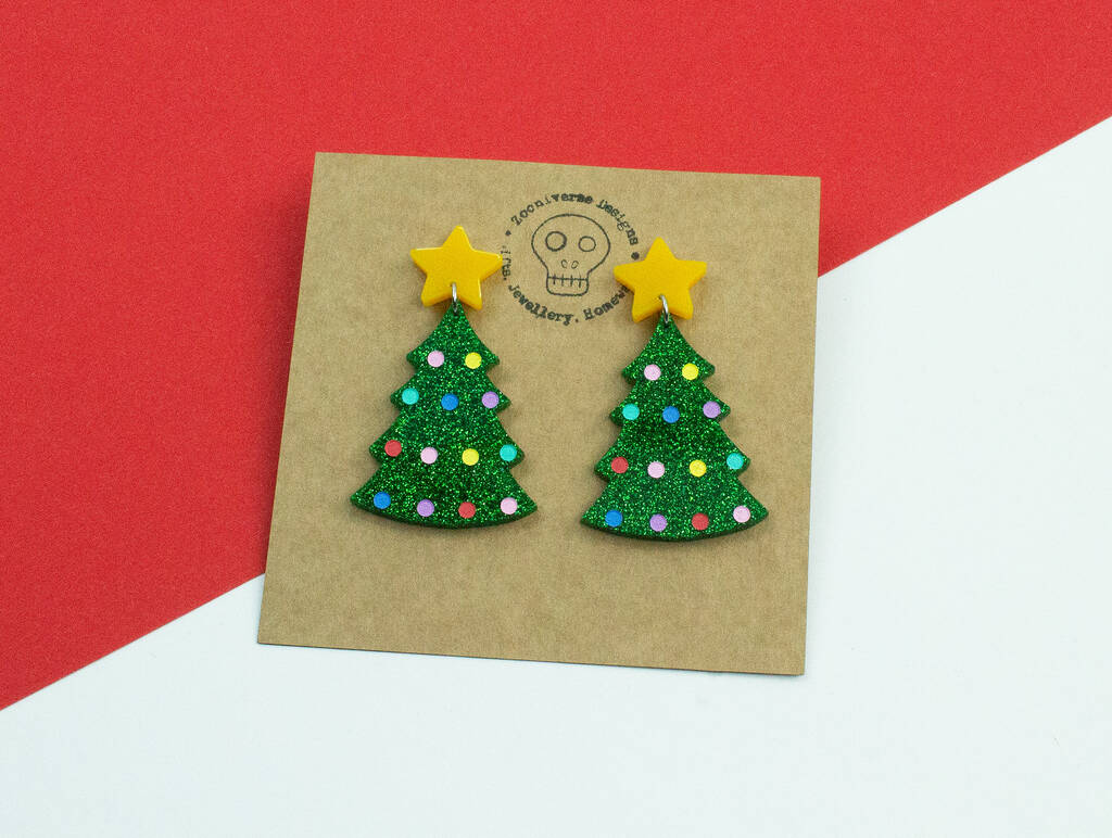 Star Christmas Tree Earrings, 1 of 3
