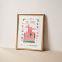 Abbey Gardens In Bury St Edmunds, Suffolk Scene Patterned Landscapes: Heritage Pink Edition Print, thumbnail 1 of 2