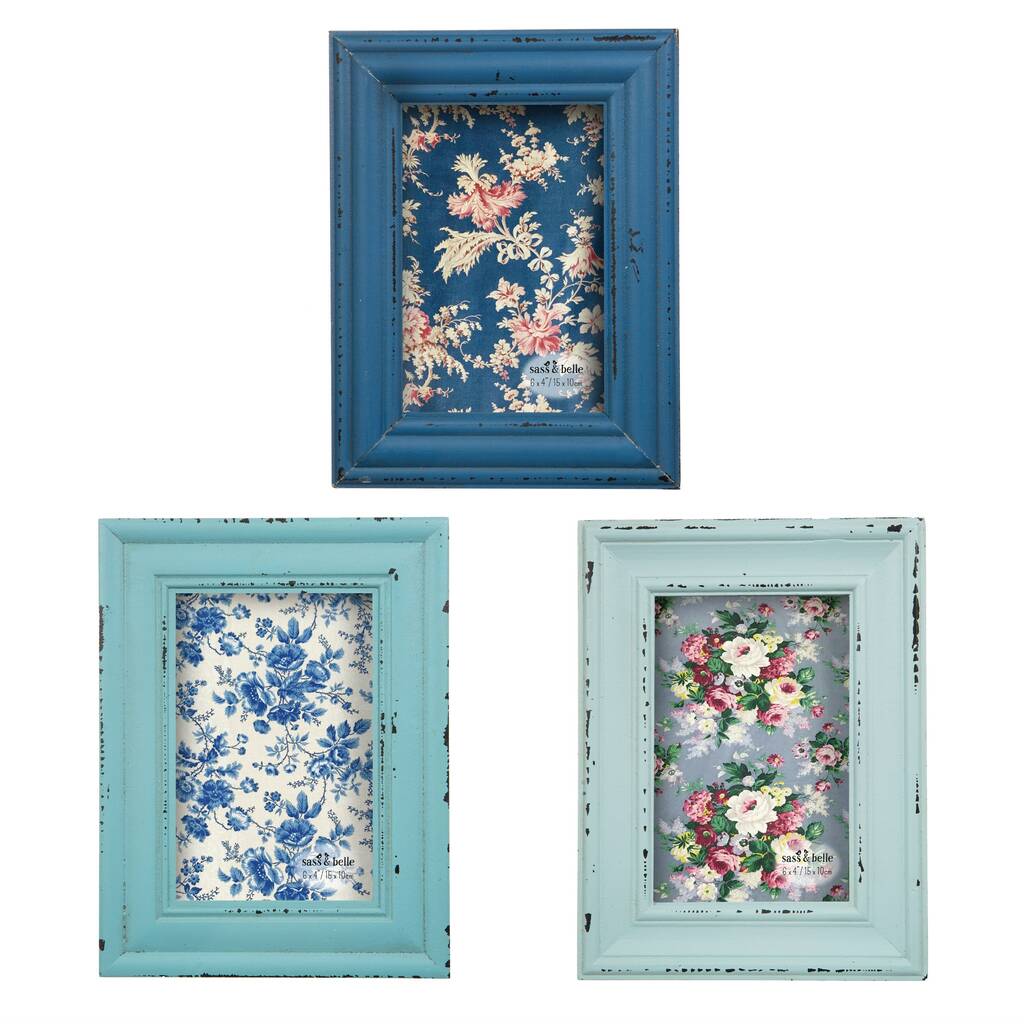 Set Of Three Blue Picture Frames By Lola & Alice