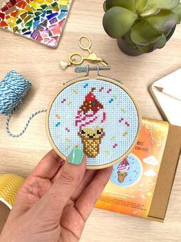 Ice Cream Cone Cross Stitch Kit, 4 of 8